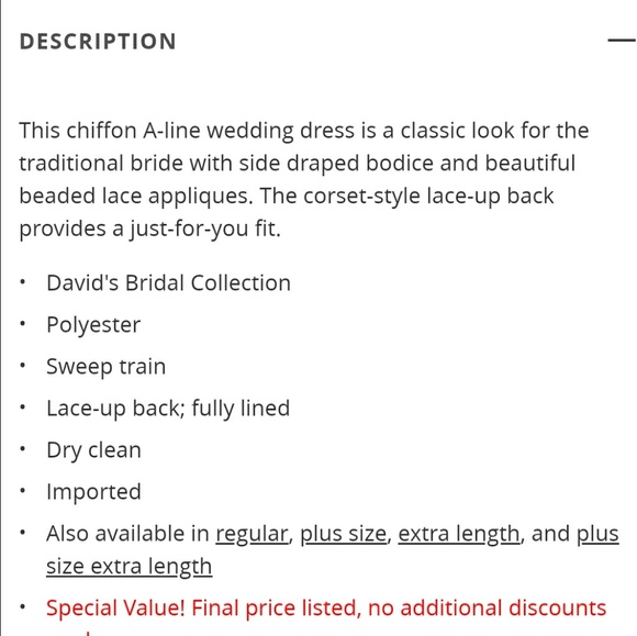 David's Bridal Wedding Dress - Picture 6 of 7